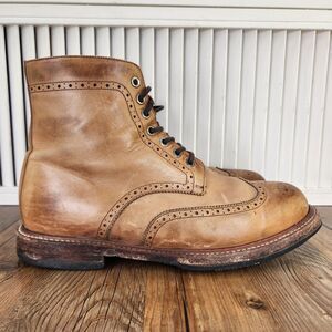 K&H Longwing Wingtip Brogue Boots Mens Size 10 D Brown Leather Lace Up Chukka
